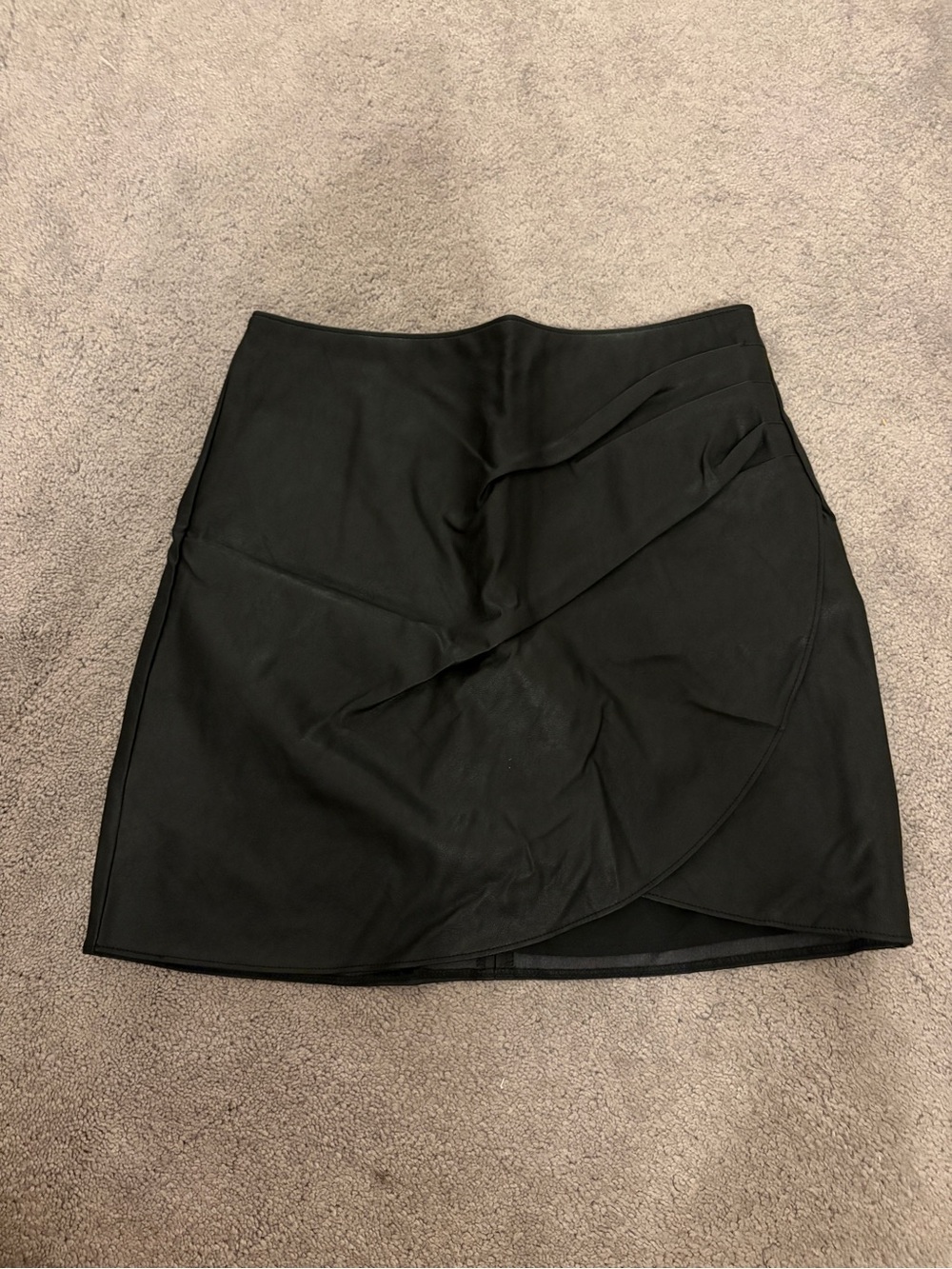 Women’s Black Pleather Asymmetric Wrap Skirt